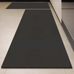 Alfombra De Pvc para Cocina, tapete De Color sólido, impermeable, a prueba De aceite, antideslizante, largo, Color negro