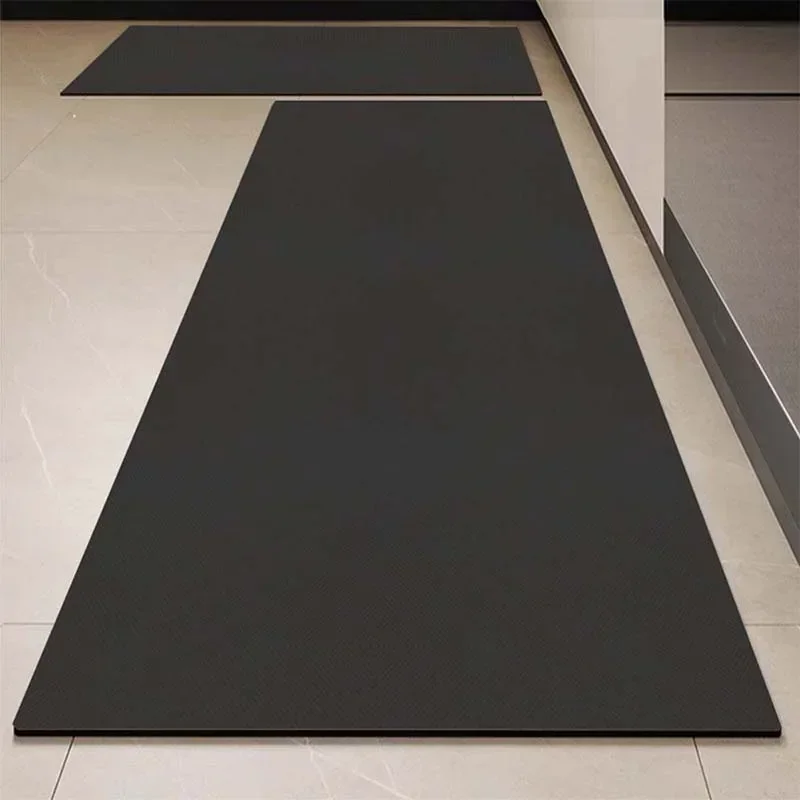 Kitchen Floor Mat Black Carpet Home Decoration Waterproof Oil-proof Leather Non-slip Area Rug Alfombra De Cocina 주방 카펫 Pvc 매트