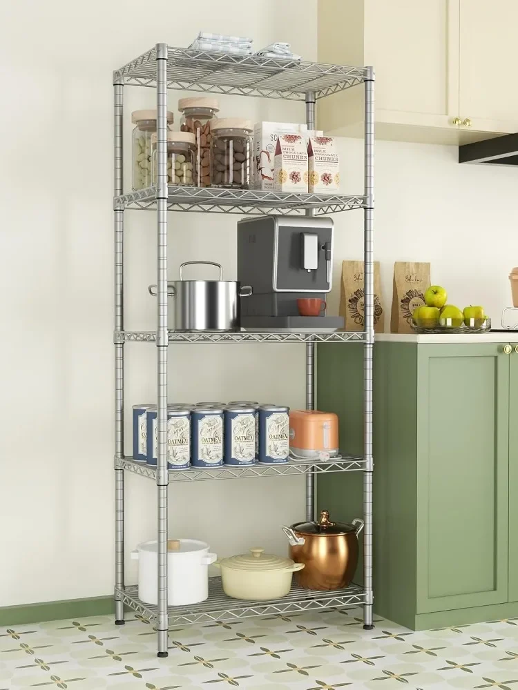 

Good 5 Tier Storage Garage Shelving Units Heavy Duty Wire Shelves Pantry Metal for Pantry Closet Kitchen Laundry Bathroom Organi