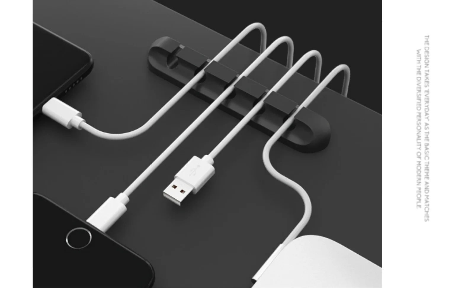 Selbstklebender Kabelhalter für Netzkabel, Feststehender Kabelorganizer für Stecker, Maus, Kopfhörer, Handy-Datenkabel, Kartenhalter, Silikon, Desktop – Detail 21