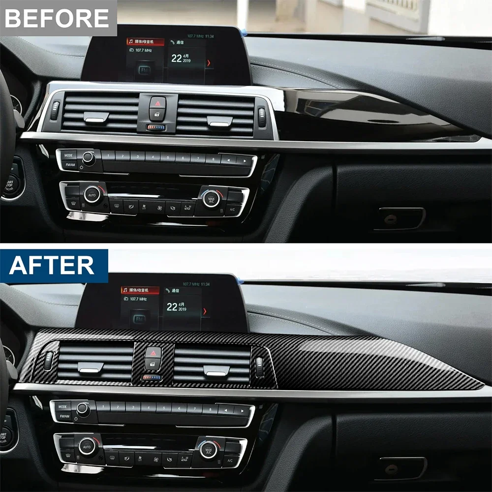 Car Dashboard Panel Decor Decal Sticker Cover For BMW 3 4 Series F30 F31 F32 F33 F34 F36 2013-2018 LHD Interior ABS Carbon Style
