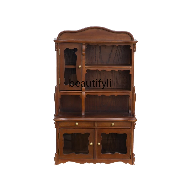 

Retro multi-layer storage cabinet desktop cup storage display wall decoration