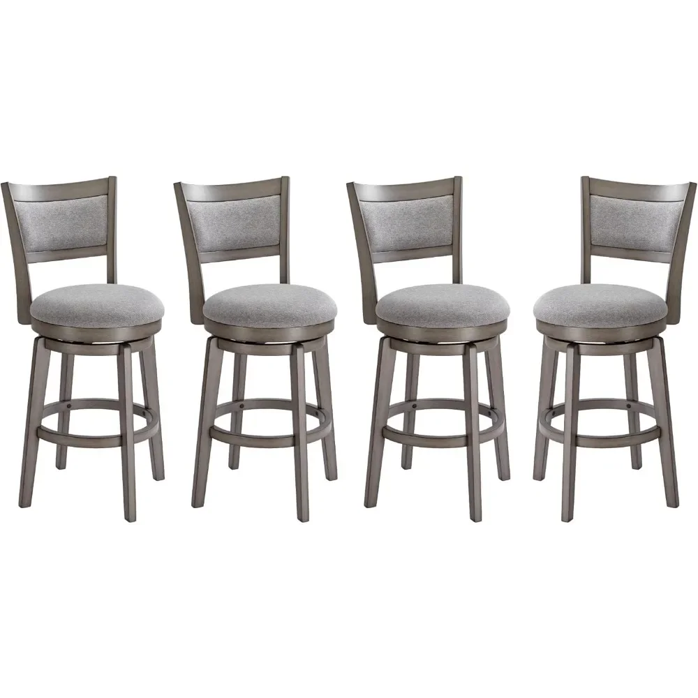 

Swivel Bar Stools Set of 4, 26 Inch Counter Height Barstools, High Back Bar Stool with Solid Wood Legs & Wrap-Around Footrest