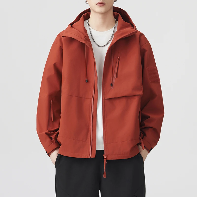 

Fall 2025 Men's Outdoor Windproof Jaet Hooded Climbing Clothes Couples Matching Polyester Fiber Long Sve Zipper Closure