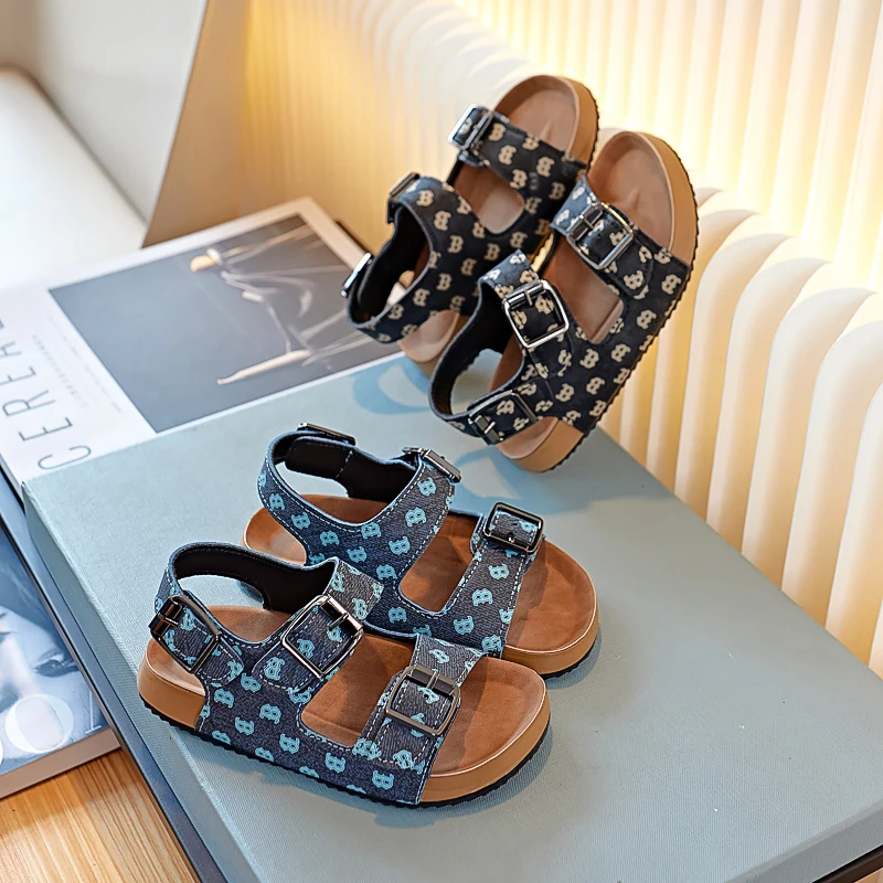 Sandalias de para pequeñas, zapatos de banda de doble hebilla, chanclas florales , antideslizantes, Verano kids eva sandals