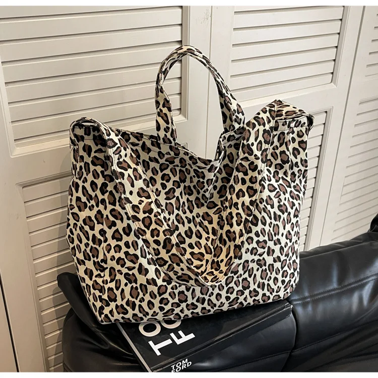 Tote Bag Woolen Leopard Print Fashion High-Capacity Shoulder Bag Pures and Bags Crossbody Unisex Travel Bags