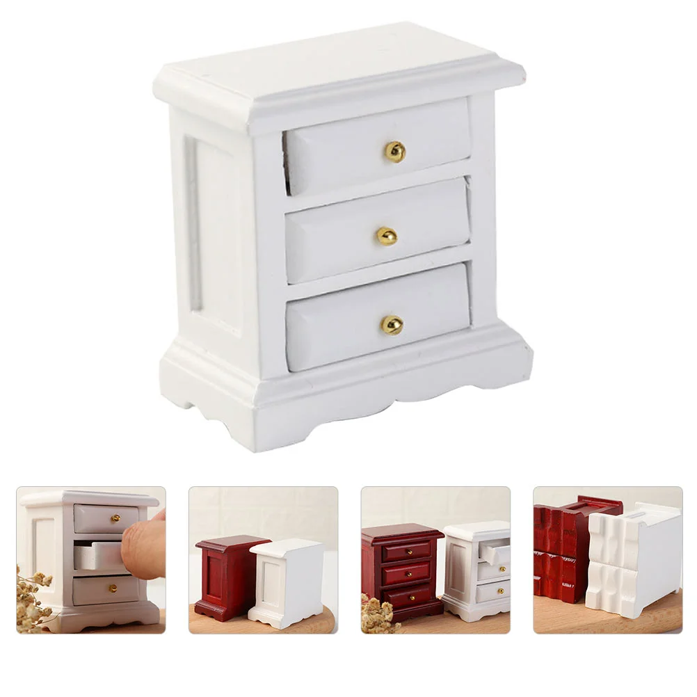 Furniture Dollhouse Chest of Drawers Toys Bedside Table Model Micro Cabinet Mini