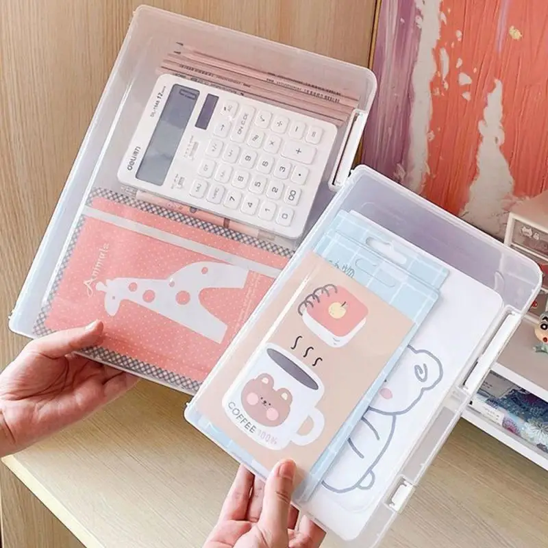 1~4PCS Desktop Organizer Document Storage Box A4 Document Data Organizer Box Book Certificate File Box Storage Organizer Plastic