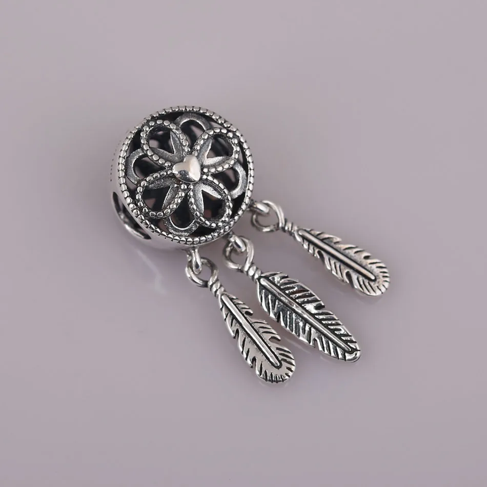 Dream Catcher Charm Bead for Women Bracelets Feather Tassel Dangle Pendant