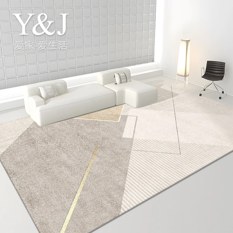 Light Luxury Cloakroom Non-slip Mat Large Area Carpets for Living Room Simple Bedroom Decor Cream Color Carpet Home Study Rug