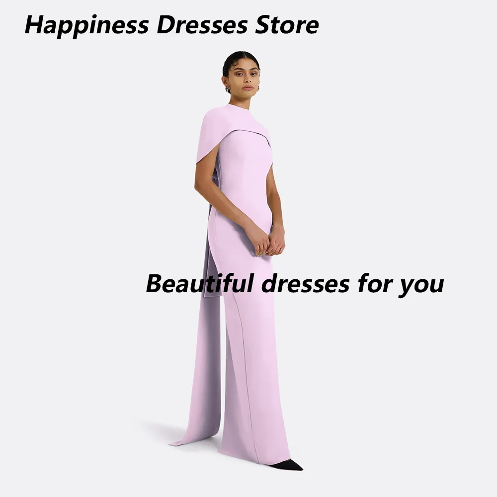 

Lavender Evening Dress High Neck Ankle Length Column Elegant Evening Gowns for Women Formal Party Dresses Customized