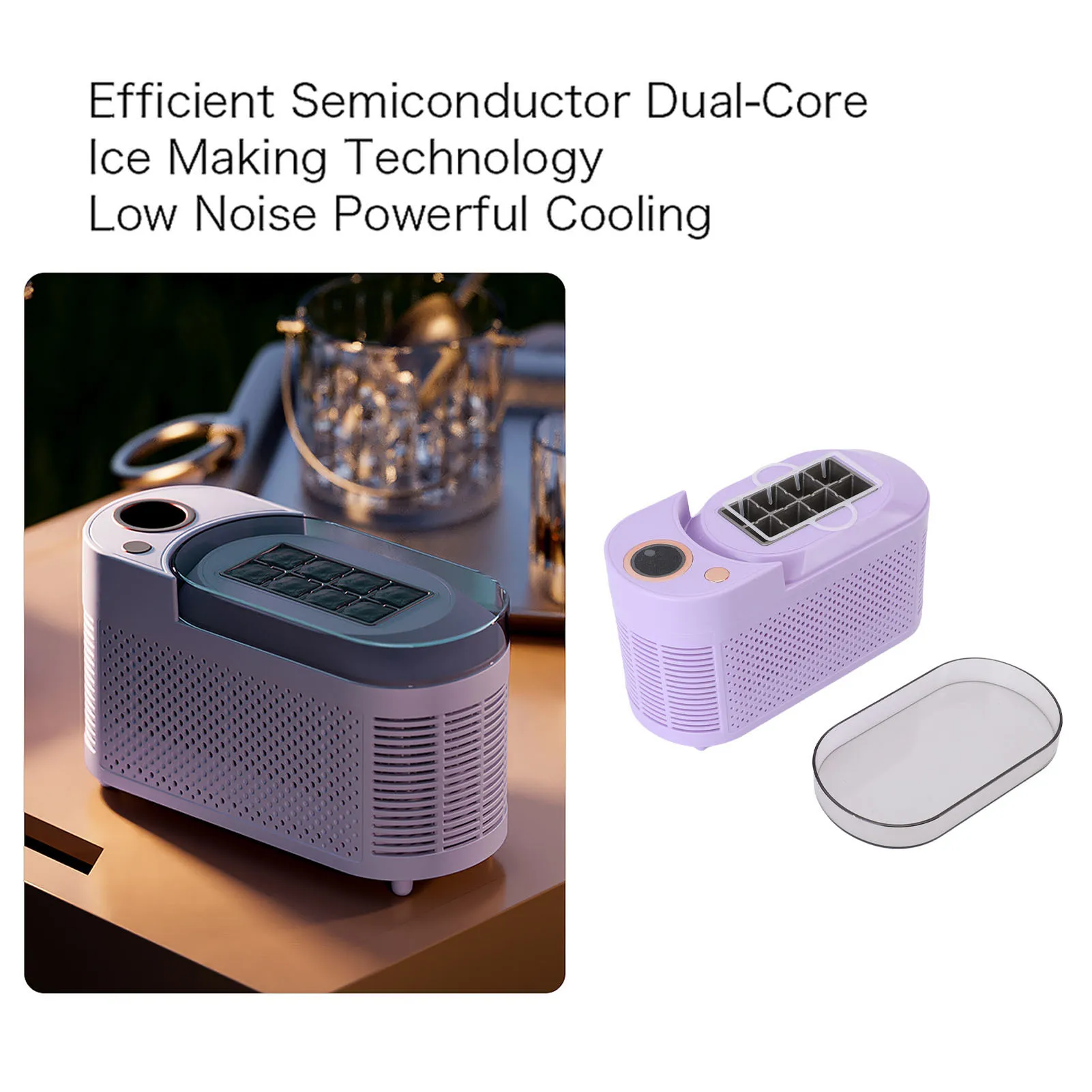 

Portable Ice Maker 120W Desktop Ice Machine Fast Ice Cube Making for Home Dorm Office Camping Car