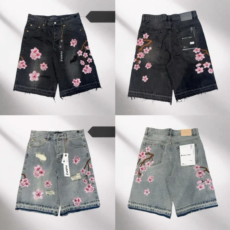 

Juspinice 2025 Retro American Fashion Straight Leg Shorts Men's New Casual Slim Fit Shorts Embroidered Jeans Male Clothing