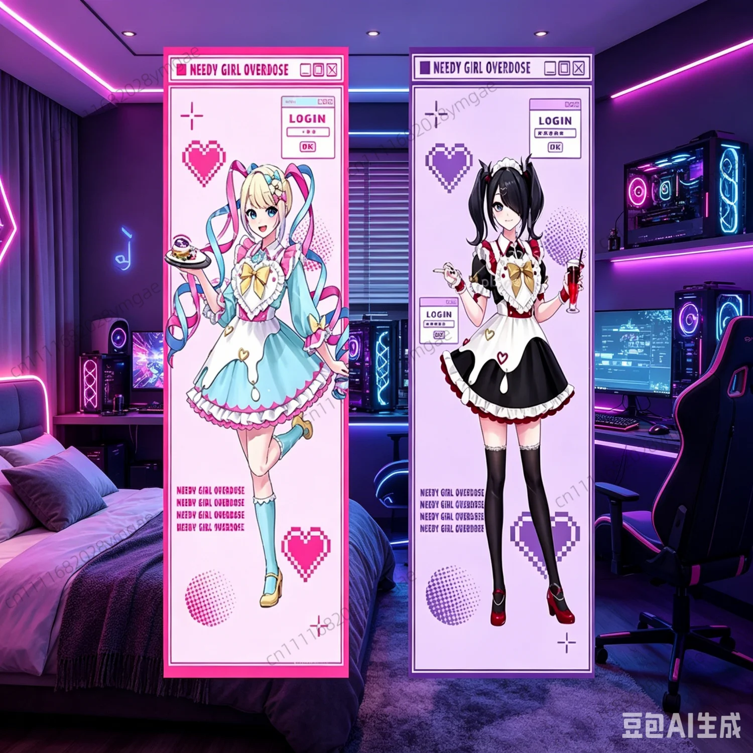 Aesthetic Kawaii Anime Vertical Long Tapestry Cartoon Needy Girl Overdose Banner Flags Cute Girls Bedroom Background Cloth Gifts