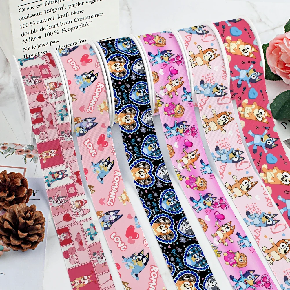 Australian 5 Yards Cartoon Dog Printed Grosgrain Ribbon for Cheer Bows DIY Girl Headwear Hair Bows Satin Ribbon
