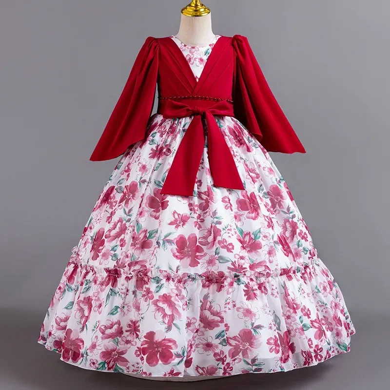 

Girls Dress Chiffon Floral Princess Dress