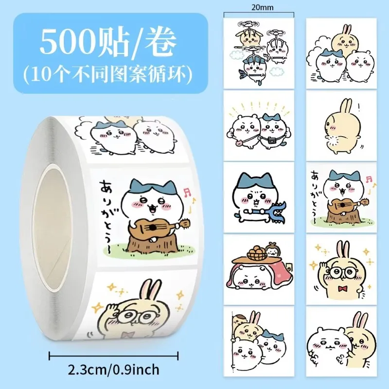 Sticker Pack Chiikawa Hachiware Usagi 500Pcs Roll Kawaii Anime Cartoon Waterproof Decorative Laptop Scrapbook Diy Gift Kids