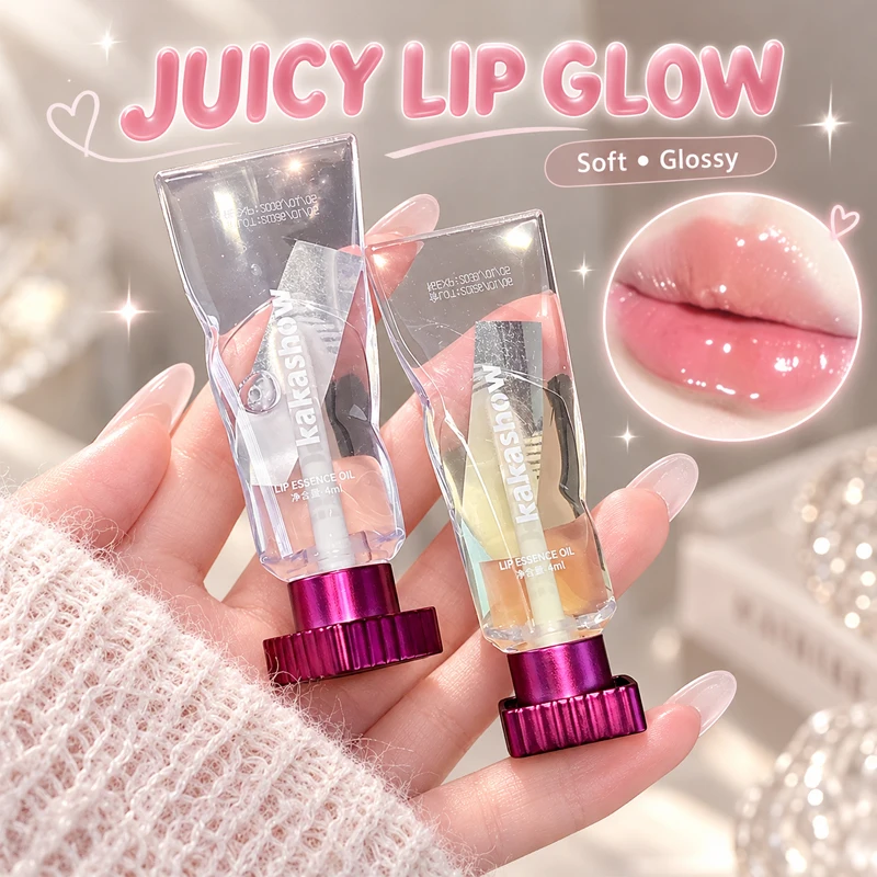 Kakashow Lip Essence Oil Hydrating Clear Lip Gloss Moisturizing Lip Serum Glossy Glazed Lip Oil Nourishing Lip Care for Dry Lips