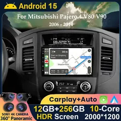 Android 15 Car Radio Carplay Android Auto For Mitsubishi Pajero 4 V80 V90 2006-2014 Multimedia Player GPS Stereo Audio Head Unit