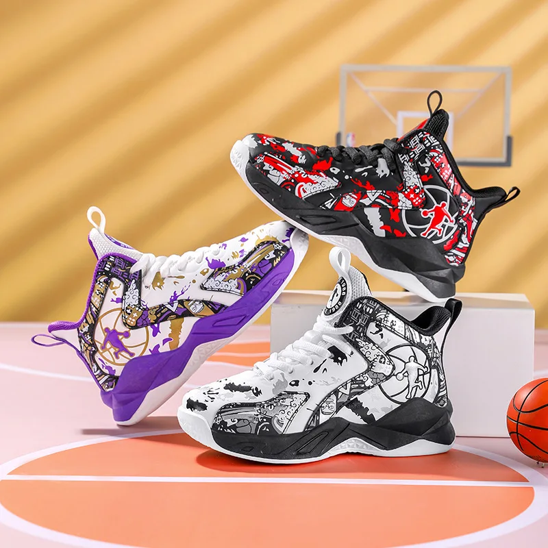 

Молодежные баскетбольные кроссовки с высокой сеткой, дышащие, нескользящие, износостойкие, студенческие игровые кроссовки, детские кроссовки