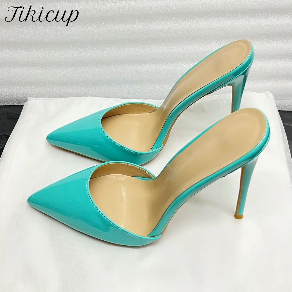 

Новые пикантные однотонные зеленые шлепанцы на высоком каблуке 12 см 10 см с закрытым носком OL, вечерние дышащие женские летние наряды, повседневная обувь, большие размеры 45 46
