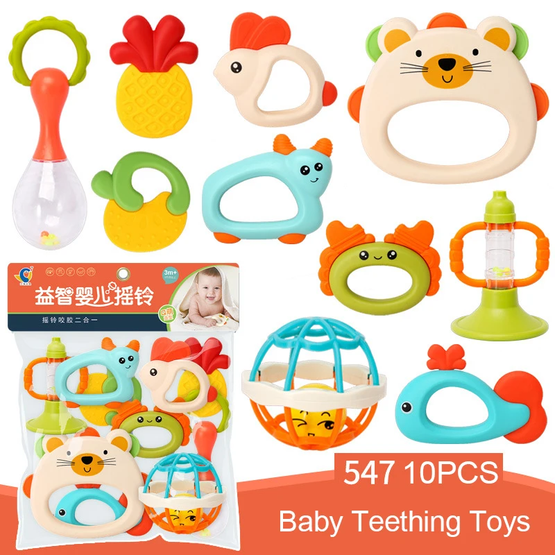 Baby Rasseln Spielzeug Set Säugling Grab Shake Rassel sensorischen Beißring Babys Entwicklung lernen Musik Spielzeug Neugeborenen ersten Geburtstag Geschenk