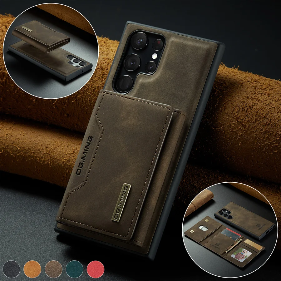 2 in 1 Magnetic Detachable Leather Wallet Case for Samsung Galaxy S23 S20 S21 S22 Plus Note 20 Ultra S24 Card Holder Stand Cover