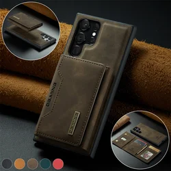 2-in-1 magnetische abnehmbare Leder-Brieftaschenhülle für Samsung Galaxy S23 S20 S21 S22 Plus Note 20 Ultra S24 Kartenhalter mit Standfunktion