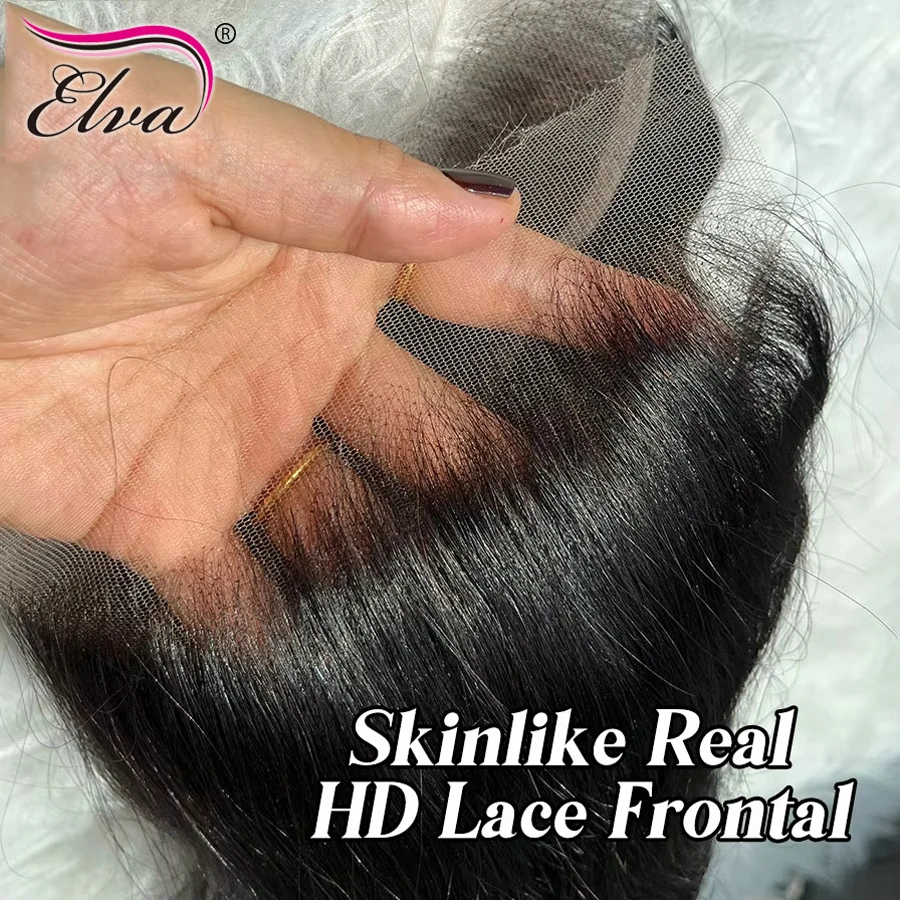 Elva Hair Free Part 13x6 HD Lace Frontal Only Pre Plucked Invisible HD Lace 9x6/6x6/5x5 Closure Straight &Body Wave Real HD Lace