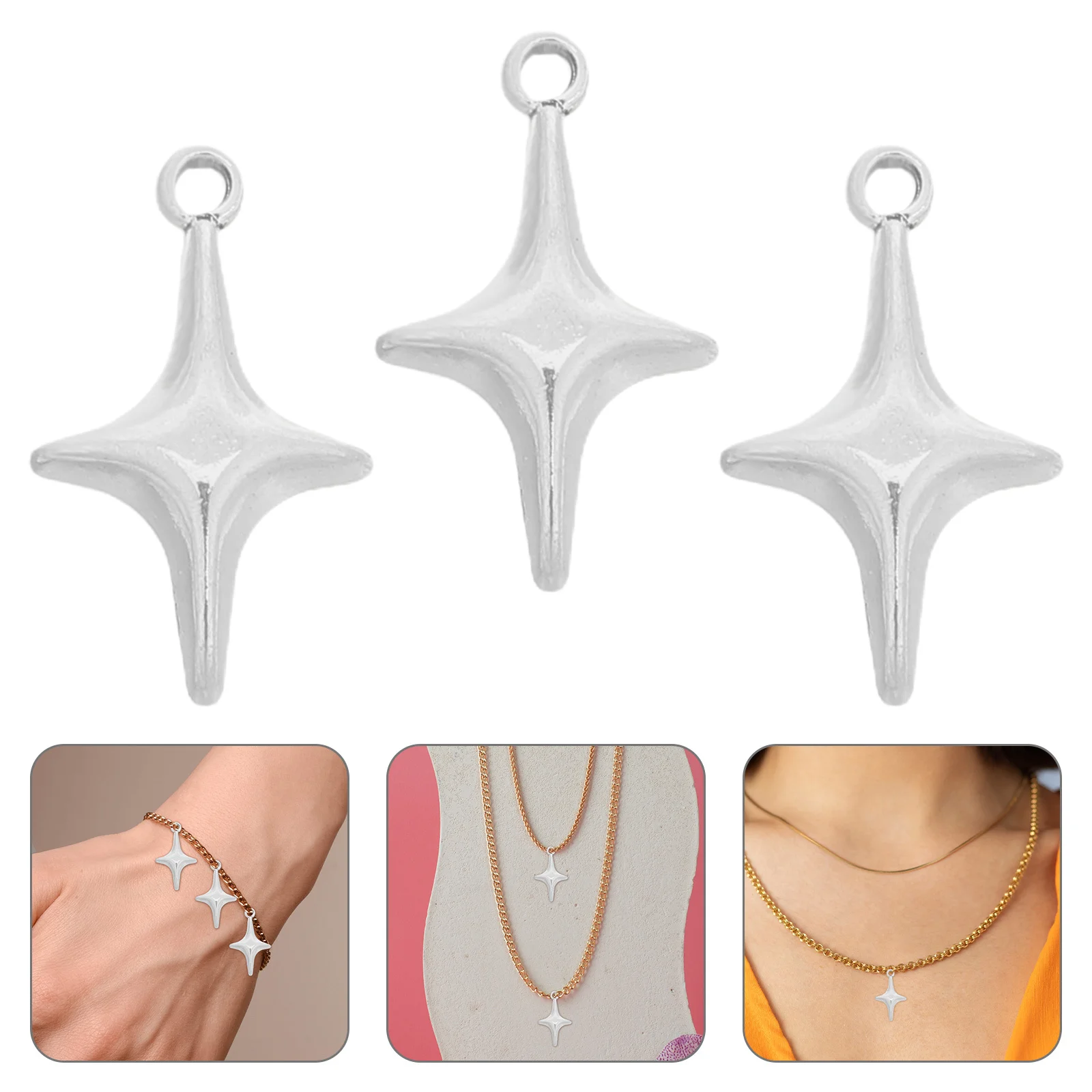 

100Pcs Star Pendant Charms DIY Alloy Jewelry Accessories Durable Shiny Star Beads for Necklaces Bracelets Keychains