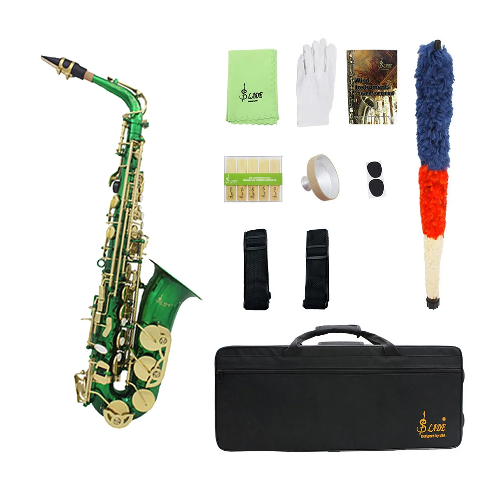 

SLADE Alto Saxophone Color Lacquer Brass E Flat Sax Woodwind Musical Instrument With Case Gloves Saxophone Parts & Accessories