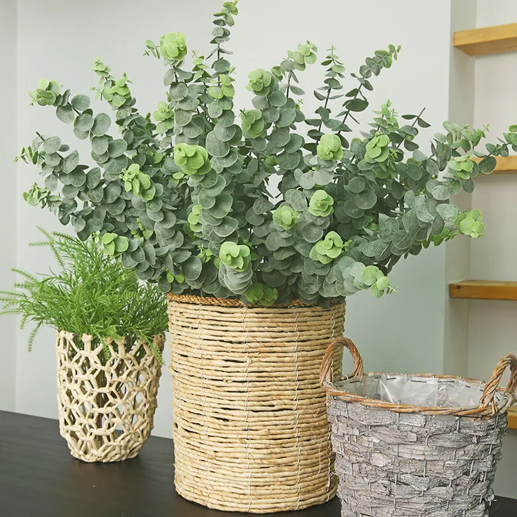 

Eucalyptus Artificial Green Plants French Retro Eucalyptus Greeny Leaves Indoor Decoration Arrangement Single Branch Home Decor