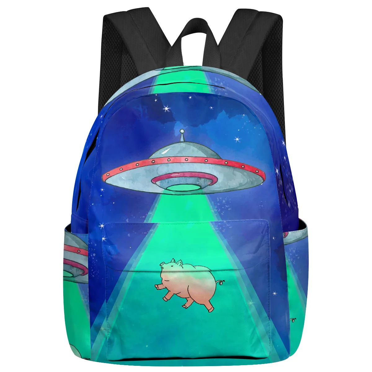 Universe Flying Saucer Pig Starry Sky Women Man Backpacks Waterproof School Backpack For Student Boys Girls Laptop Bags Mochilas