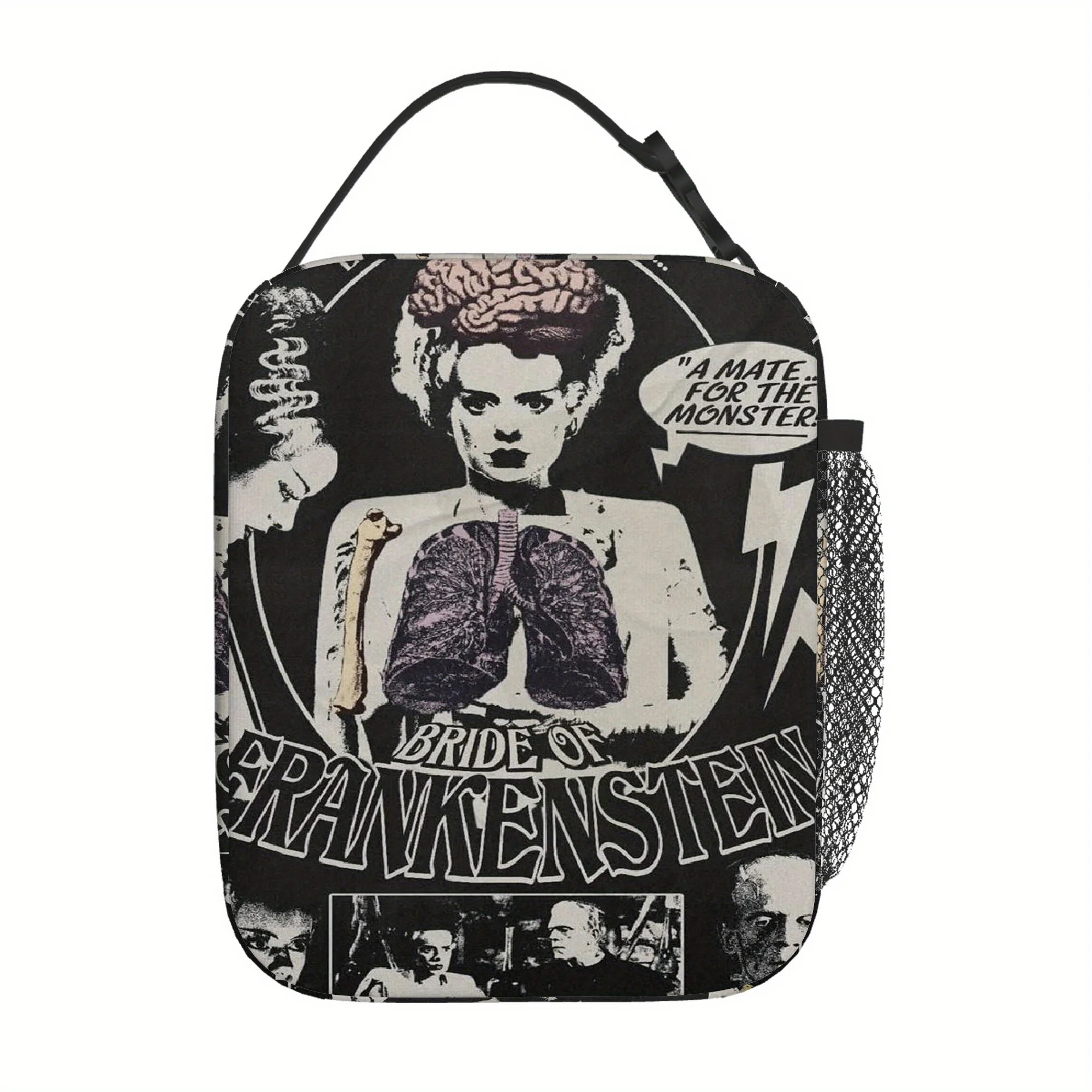 

Frankenstein Monster Bride Thermal Insulated Bag Vintage Horror Movie Lunch Bag for Halloween, Office, Travel, Gym Lunch Box