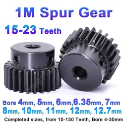 1Pc 1M 15T-23T Spur Gear Pinion Bore 4/5/6/6.35/7/8/10/11/12/12.7mm Model 1 Motor Gear With Step Blackened Transmission Parts