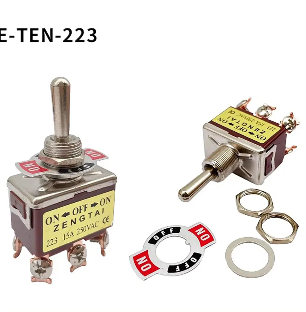 1pcs E-TEN 223 AC 250V 15A 6 Pin DPDT On/Off/On 3 Position Mini Toggle Switch Brown