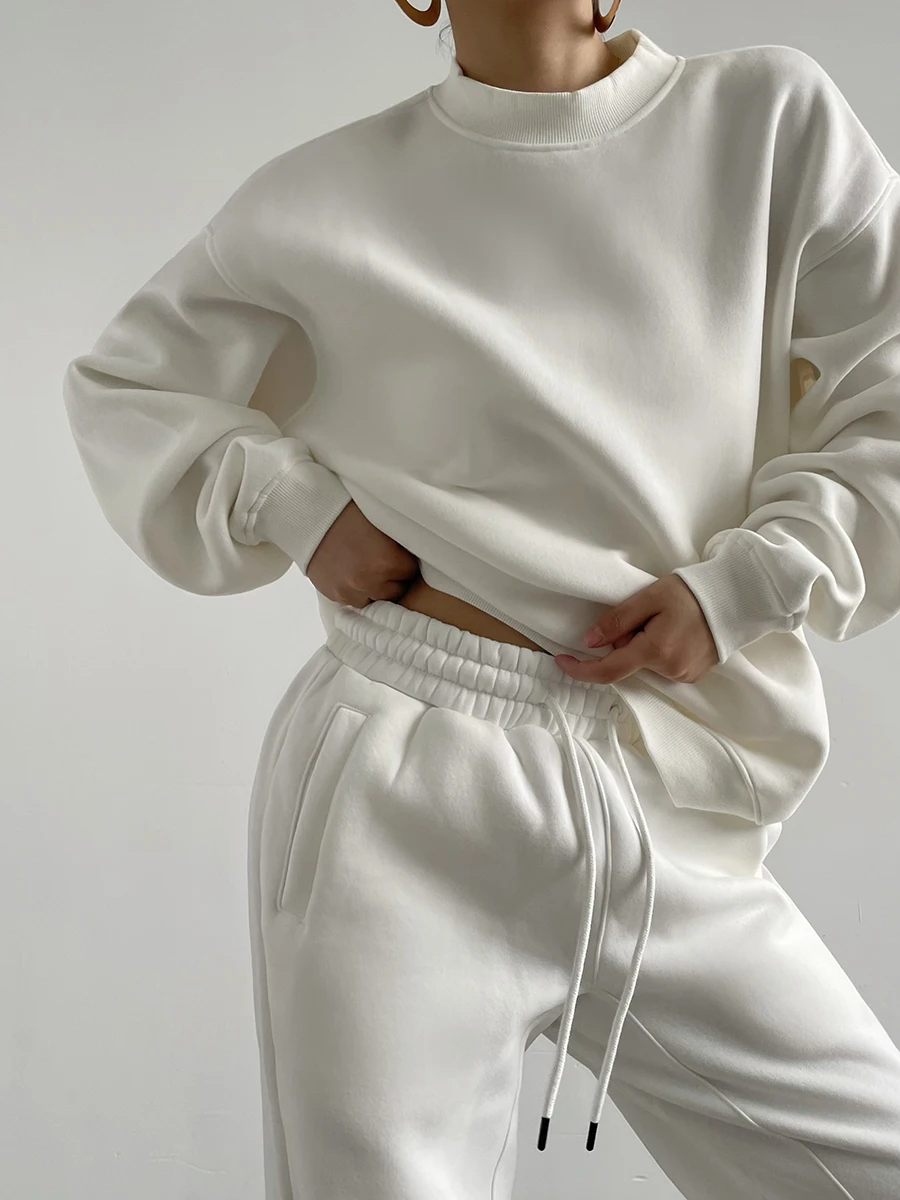 

AcupStudio Jiangyou Upper Loose Casual Fce Dstring Sweatirt Hoodie Set Street Sle Long Sve round Ne Thermal Wear
