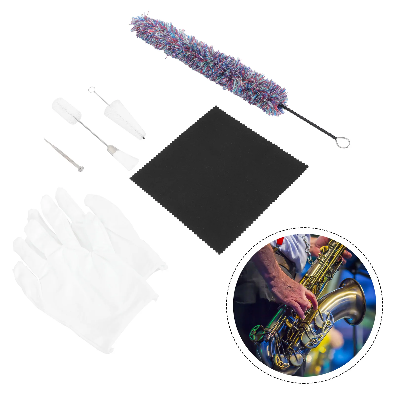 

Sax Cleaning Tools Swab Brush Instrument Cloth Saxophone Kit Maintenance Supply