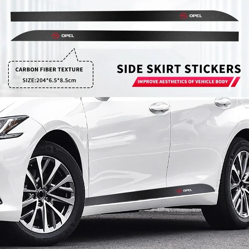 2pcs Car Door Side Skirt Sill Stripe Carbon Decals Accessories For Opel Insignia Astra G J F K Vectra C H Corsa C B D Omega