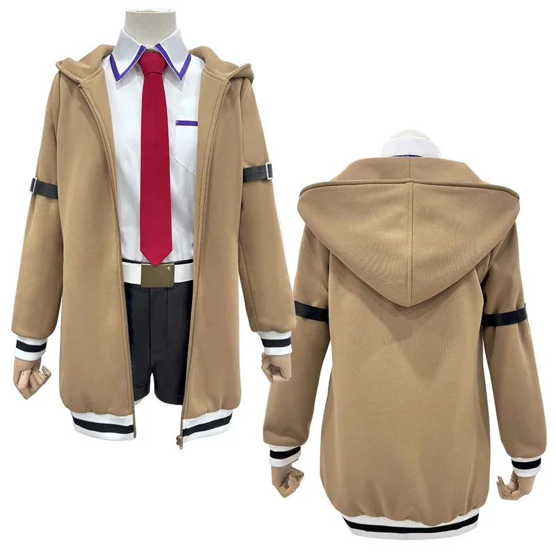 

HOLOUN Steins Gate Anime Makise Kurisu Cosplay Costume Shirt Coat Shorts Tie Belt Arm Straps Daily Wear Cos Convention Gift
