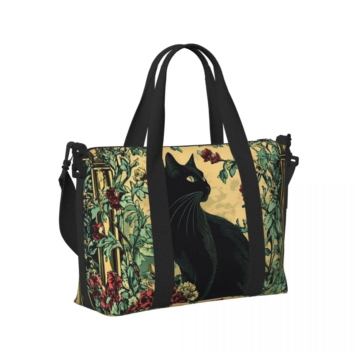 

Black Cats Beach Travel Bag Large Capacity Tote Bags for Gym Sport Women Shopping Duffle Shoulder Bag