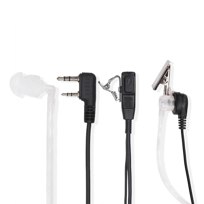 2 دبوس PTT MIC سماعة السرية الصوتية أنبوب داخل الأذن سماعة ل كينوود TYT Baofeng UV-5R BF-888S CB اتجاهين راديو الملحقات
