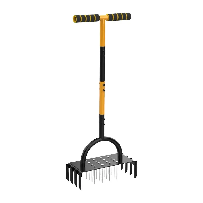 Durable Lawn Scarifier Garden Scarifier Grass Punch Carbon Steel Soil Scarifier Armrest Grass Punch