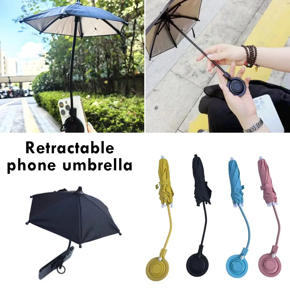 

Magnetic Retractable Phone Sun Umbrella, 360° Adjustable Mini Sunshade UV Protection Flexible Phone Stand for Outdoor Navigation