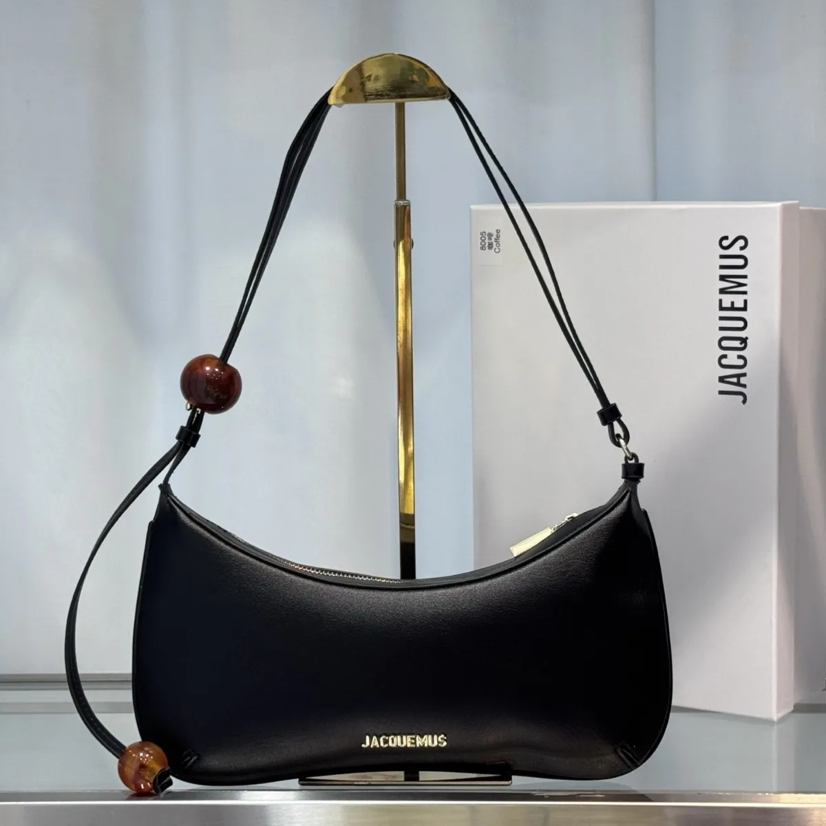 Jaqmus Leather Handbag Fashionable Envelope  Bag Single Shoulder round Bead Underarm Bag Simple Stylish Women's Bag