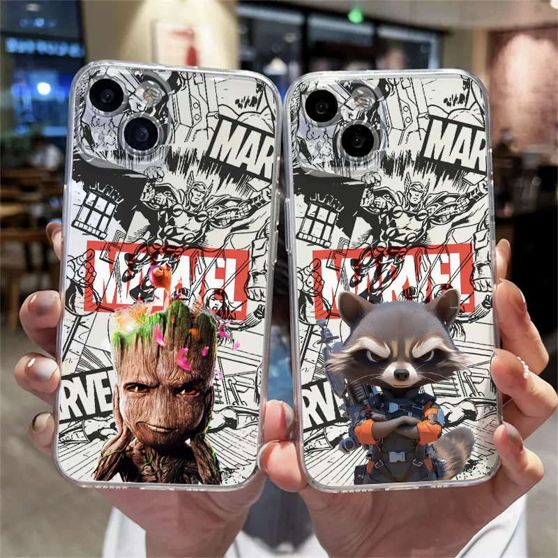 

Groot Rocket Raccoon For iPhone 15 14 Plus 13 12 11 Pro Max 13 12 Mini X XR XS Max Phone Case Liquid Silicone Cover