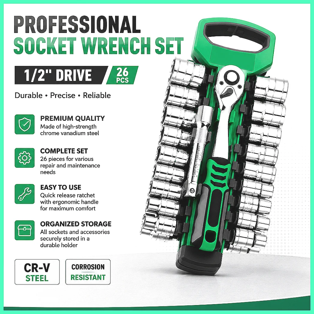 72Drive Socket Set 1/4 3/8 1/2 Inch Ratchet Wrench Compact Sockets Kit for Car Repair Mechanic Auto Tool