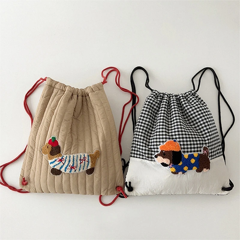 Autumn Winter Kids Bag for Girls Boys Cartoon Backpack with Drawstring Children School Bag Travel Messenger Bags Accessories