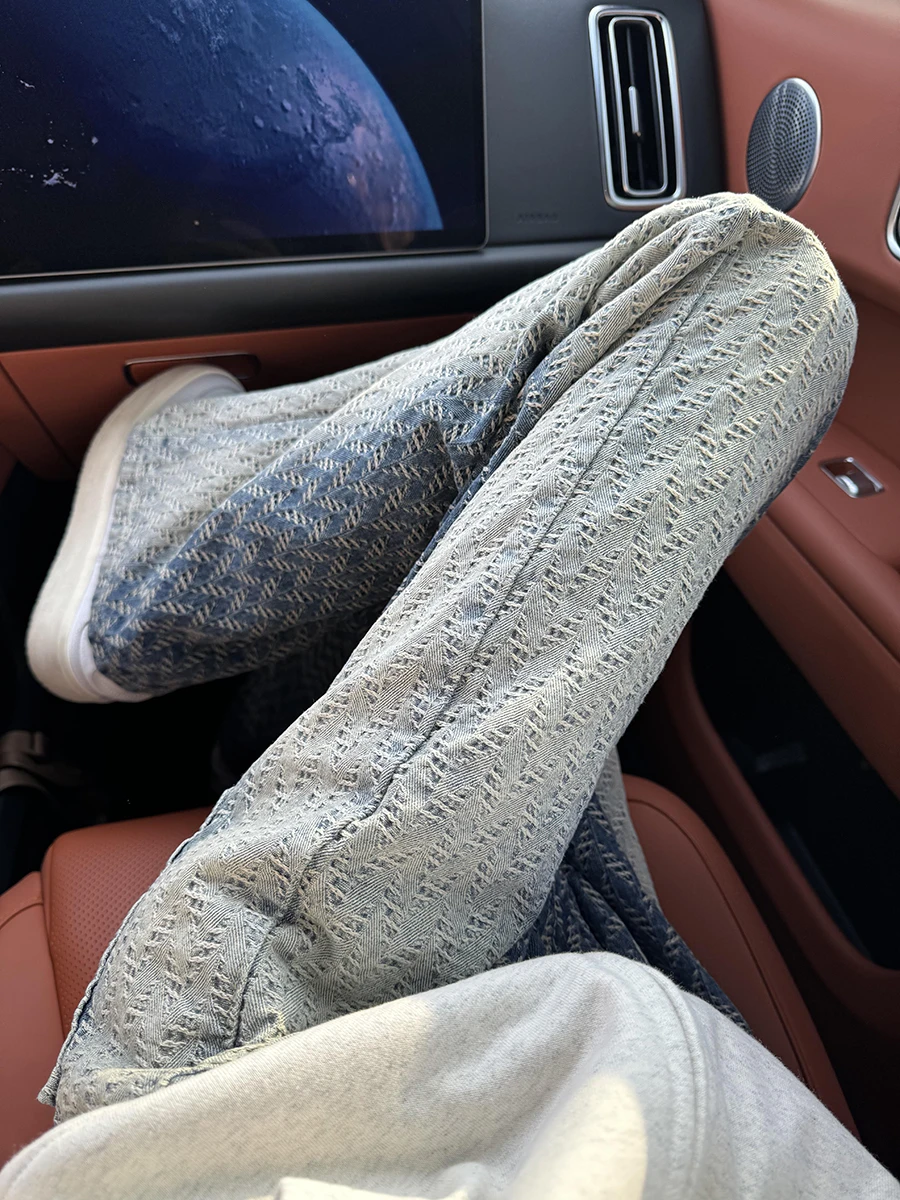 

Blue Starry Pattern Men's Jeans Spring Autumn Washed Texture Straight Leg Casual Pants High Street Cool Style Standard Fit