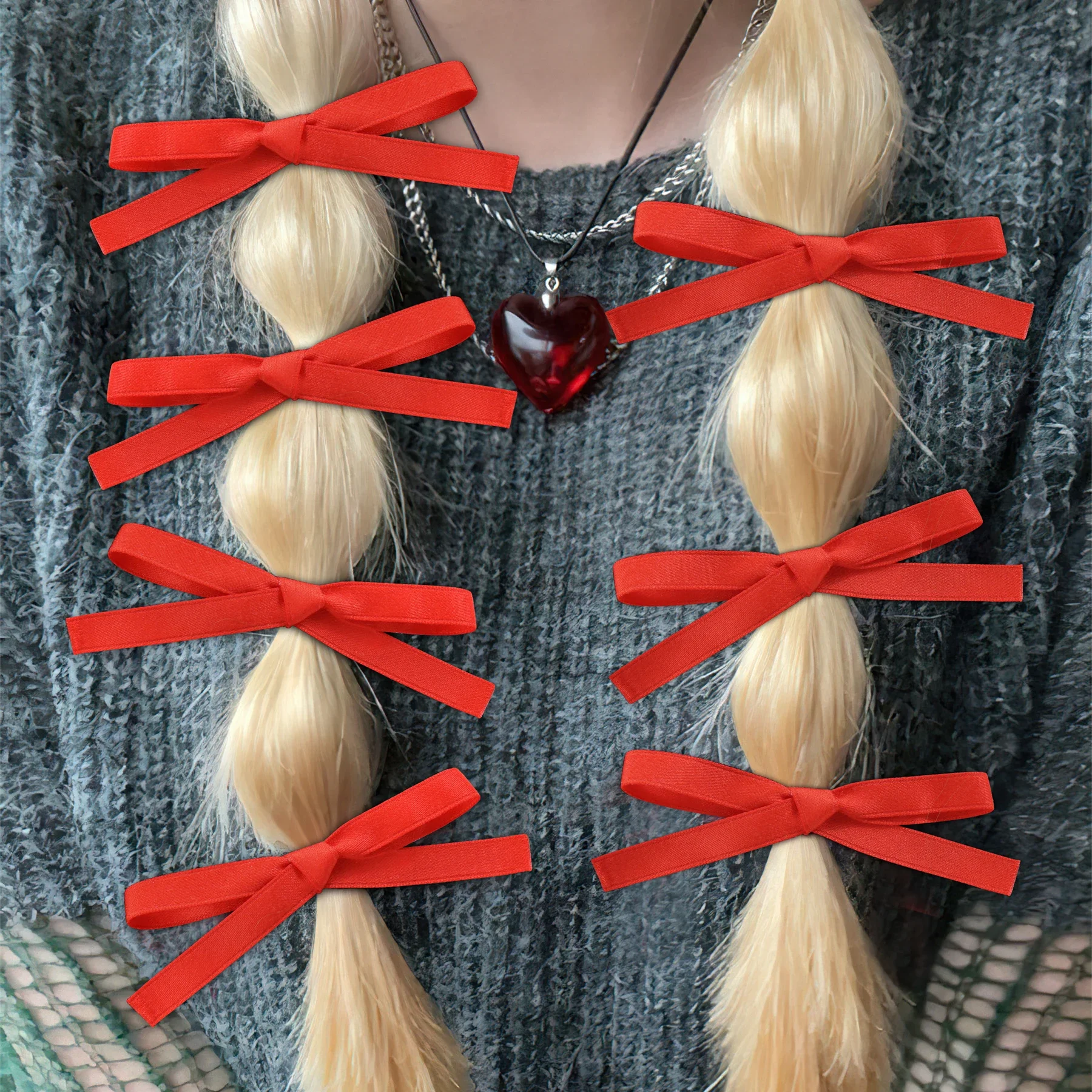 Hair Ribbon 10PCS Hair Bows Clips  Bowknot Satin Hair Ribbon for Women Girls Toddlers Tiny Bow Claw Clip for Thick Fine Hair